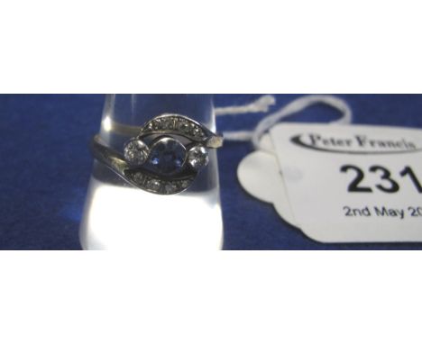 Edwardian sapphire and diamond ring.(B.P. 24% incl. VAT)   CONDITION REPORT:  Ring size S.  Overall condition of ring is good