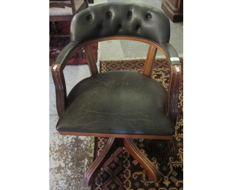 20th Century leather button back directors or office swivel chair. (B.P. 24% incl. VAT)   CONDITION REPORT:  Wear to seat as 
