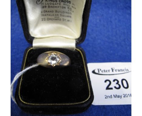 Gentleman's 22ct gold ring set with a colourless stone.(B.P. 24% incl. VAT)