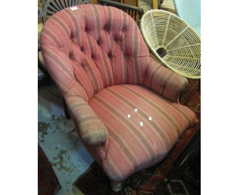 Late 19th/early 20th Century button back upholstered nursing armchair. (B.P. 24% incl. VAT) 