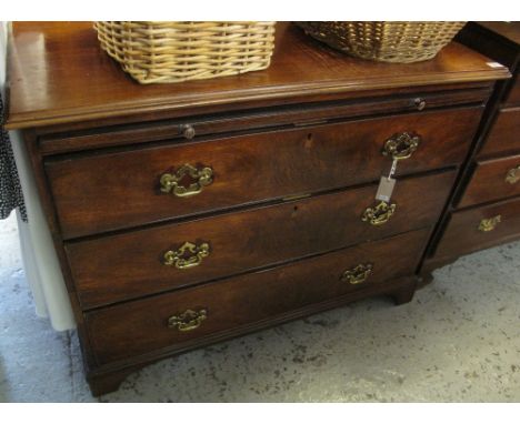 19th Century mahogany straight front chest of three drawers with brush slide on bracket feet. (B.P. 24% incl. VAT)    CONDITI