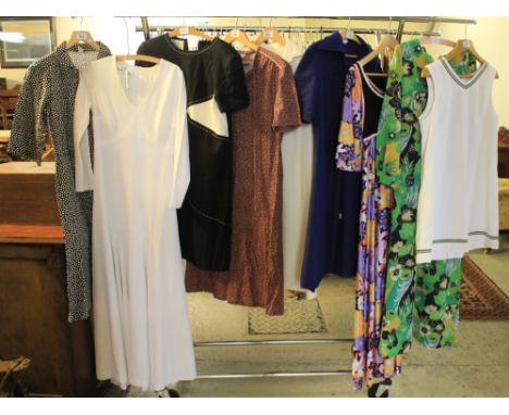 Collection of vintage dresses (60's-80's) to include; a long white 70's maxi dress by Creation Marcel E Fenez of G&M Fenez, a