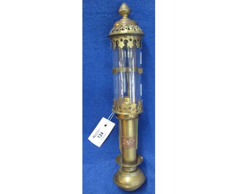 GWR style brass candle light holder with clear glass lens and wall fitting.(B.P. 24% incl. VAT)