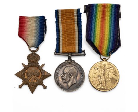 Medals (3) of 1407 (775313) Gunner James Pollard R.F.A. (T.F.). 1914-1915 Star, British War Medal 1914-1920, and Allied Victo