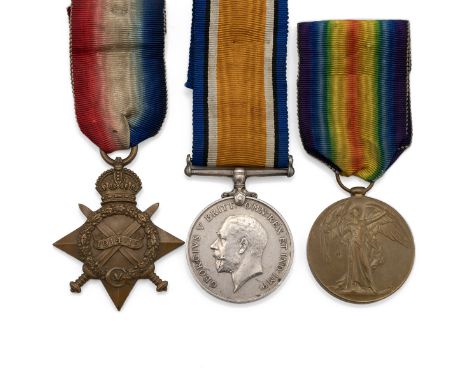 Medals (3) of 13317 Private George Wilkinson of the South Wales Borderers. 1914-1915 Star, British War Medal 1914-1920, and A