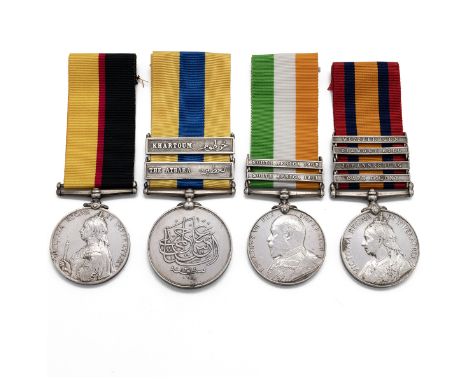 Medals (4) of 3258 Private George Edward Jones of 1st Battalion, The Queen's Own Cameron Highlanders. Queen's Sudan Medal, Kh