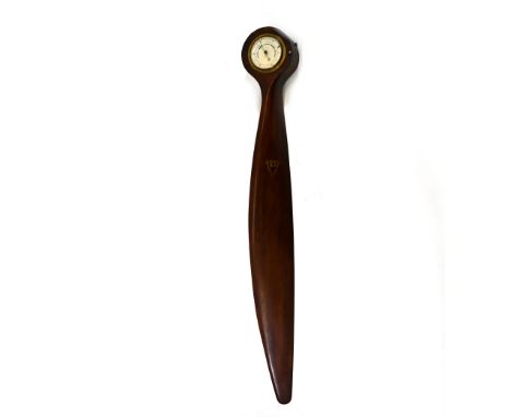 World War One propeller, circa 1918-1919, later mounted with a barometer and ready for hanging. This WW1-era propellor was ma