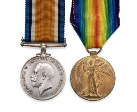 Medals (2) of 854 (250020) Serjeant Oliver Wardhaugh of the Durham Light Infantry (T.F.). British War Medal 1914-1920, and Al