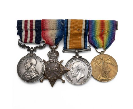 Medals (4) of 82304 Bombardier James Spalding M.M. R.F.A. Military Medal GV, 1914-1915 Star, British War Medal 1914-1920, and