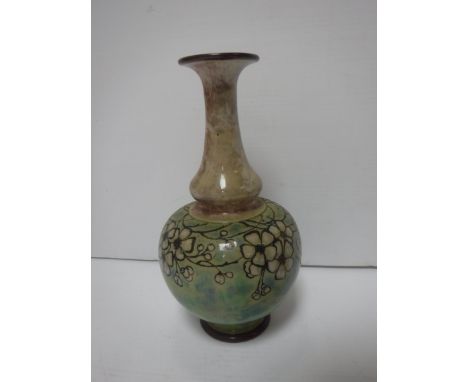 A Royal Doulton gourd shaped vase with floral decoration, bearing "ES" monogram for Eliza Simmance and No'd "227" to base, 24