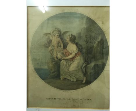 AFTER F BARTOLOZZI "Camilla un-arming before retiring to rest" and "Cupid inspiring the poesy of Sappho", a pair of coloured 