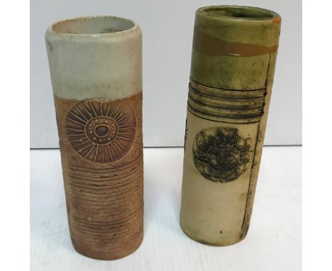 A collection of Bob Dawe Red Barn Pottery vases, the tallest 20.5 cm high, the shortest 8.5 cm high (15) together with a Roya