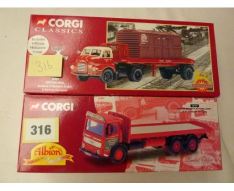 CORGI CLASSICS BOXED 26101 ALBION PLATFORM LORRY D W WARD, 20301 BEDFORD S PLATFORM TRAILER
