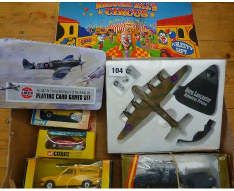 DINKY BOXED 112 PURDY TR7, CORGI 341 MINI MOKE, 907 ROCKET LAUNCH, 449 ESCORT, & BRONCO BILL