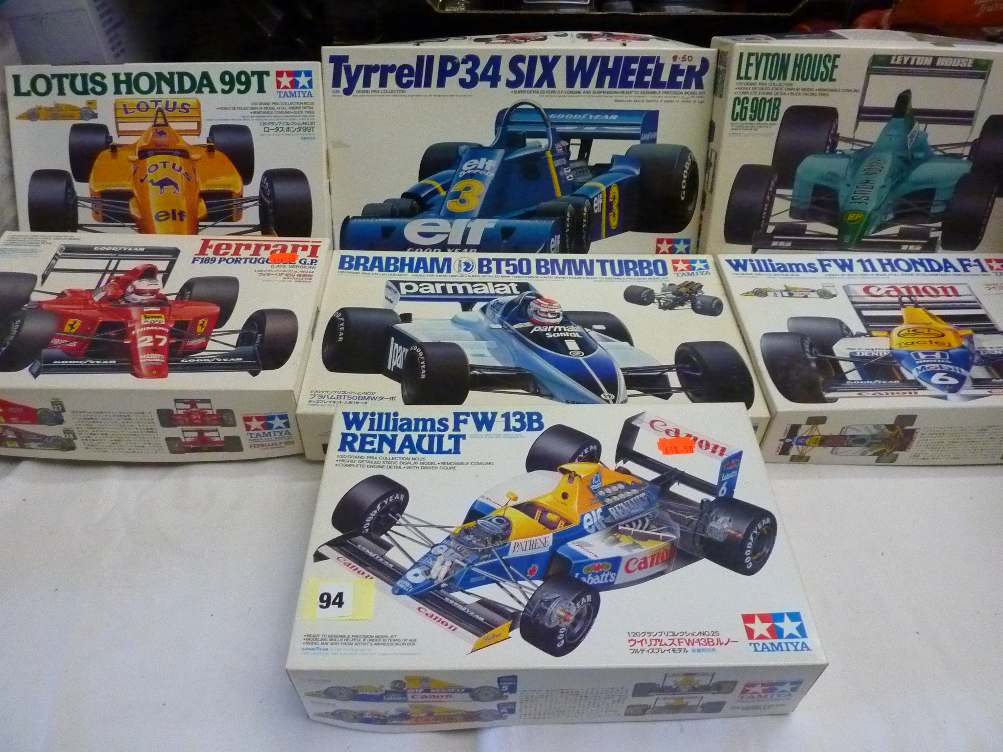 TAMIYA CAR KITS X7, INC TYRELL 6 WHEEL LEYTON HOUSE, FORMULA 1 CARS