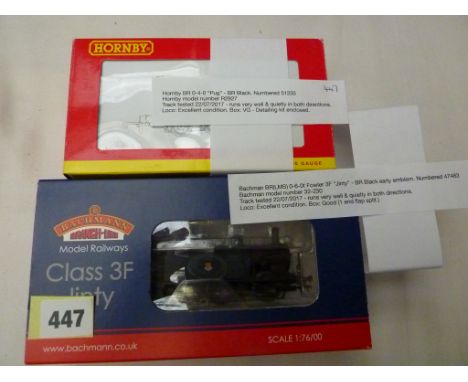 BACHMANN BR (LMS) 3F 47483 BR BLACK 32-230 BOXED RUNS  T/W HORNBY PUG 51235 R2927 BOXED & RUNS