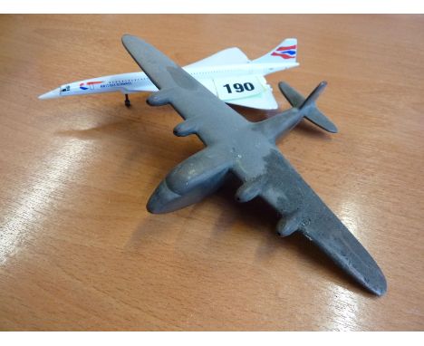 BRASS SHORT SUNDERLAND MODEL & A CORGI CONCORDE MODEL