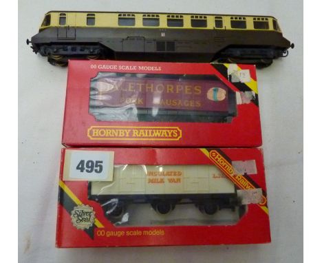 LIMA GWR RAILCAR U/B COUPLING MODIFICATIONS PLUS 2 HORNBY WAGONS R671 & R670 6 WHEELED WAGONS
