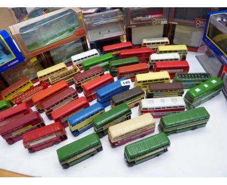 MODEL BUSES CORGI & EFE 36 DOUBLE DECK MANY OF HALF CAB ERA   ALL ARE IN U/B CONDITION BUT SOME HAVE SEPARATE EMPTY BOXES