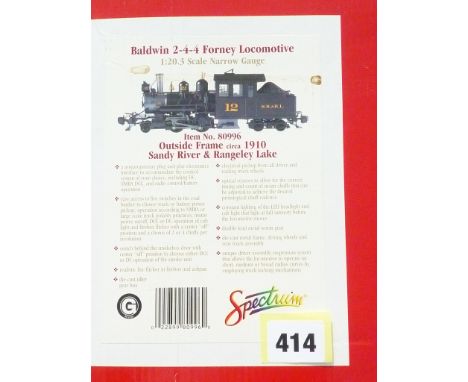 BACHMANN SPECTRUM 80996 BALDWIN FORNEY 2-4-4 SANDY RIVER & RANSELY LAKE LOCOMOTIVE