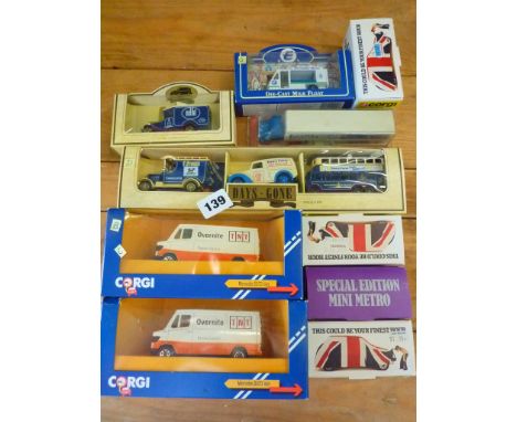 CORGI DIE CAST, C576/9 TNT OVERNIGHT TRANSITS X2, CORGI MINI METRO MODELS X4 PLUS DAYS GONE ALL BOXED
