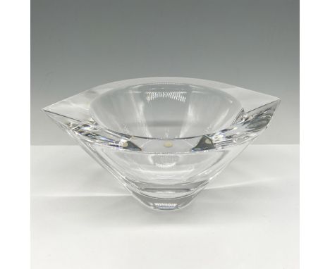 Elegant clear crystal cat eye bowl with tapered base. Orrefors mark. Artist: Jan JohanssonIssued: 21st centuryDimensions: 8"L