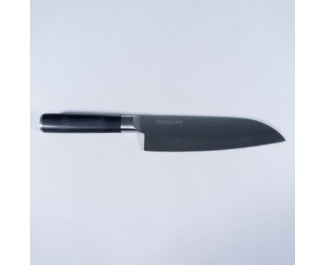 Handcrafted Japanese Ibaraki steel blade. Santoku knife is an all purpose Japanese knife. Perfect for slicing, dicing, and mi