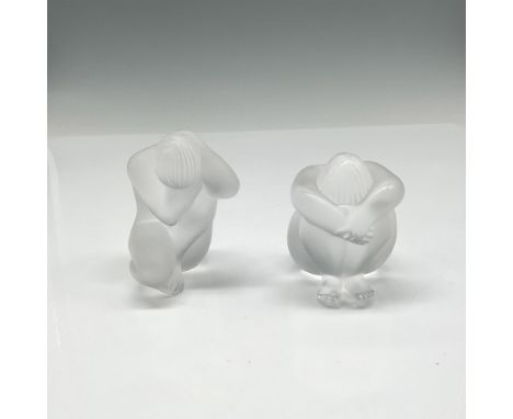 Frosted crystal figures - Nu Main Sur Tete 1996 Collectors Society figurine and Nu Nabhi Sitting Nude in child's pose from th