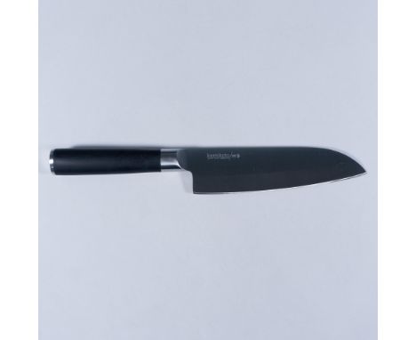 Handcrafted Japanese Ibaraki steel blade. Santoku knife is an all purpose Japanese knife. Perfect for slicing, dicing, and mi