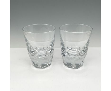 Clear crystal tumbler with cut crystal base. Orrefors mark. This item has its original box: 9"L x 6"W x 6"H. Issued: 21st cen
