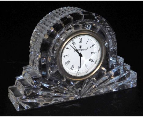 A Waterford Heritage Crystal cottage clock, with a circular dial bearing Roman numerals, subsidiary seconds dial, the clock c