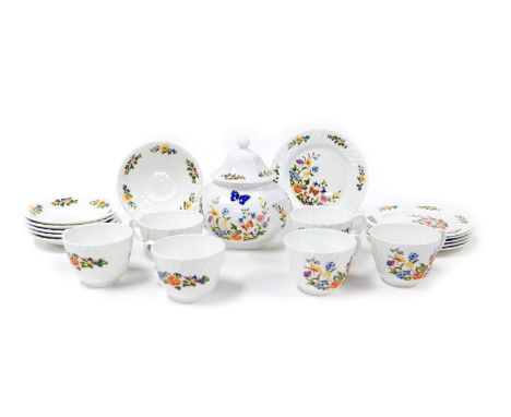 An Aynsley porcelain Cottage Gardenpattern  part tea service, comprising six teacups, saucers, and plates, together with a Co