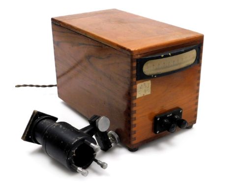 A mid 20thC H W Sullivan galvanometer, type M, with a GEC bell transformer, boxed.