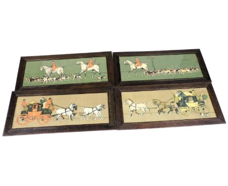 After Cecil Aldin (British, 1870-1935). A pair of hunting prints, and a pair of coaching prints, 26.5cm x 17.5cm.