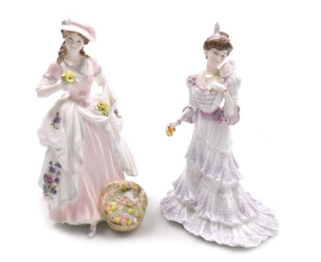 Two Coalport porcelain figures, comprising The Flower Seller, limited edition 1227/9500, and Eugenie, First Night At The Oper