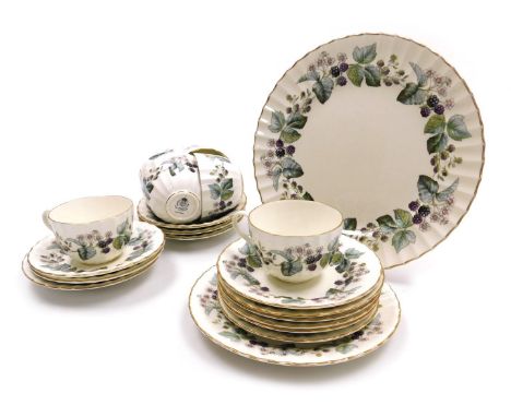 A Royal Worcester porcelain Lavinia pattern part tea service, comprising bread plate, cake plate, six teacups, saucers and pl