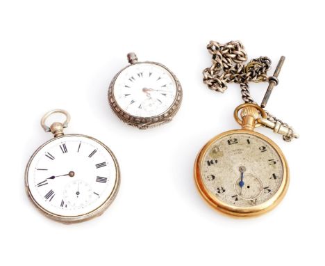 An Ingersoll gentleman's gold plated pocket watch, open faced, keyless wind, circular silvered dial bearing Arabic numerals, 