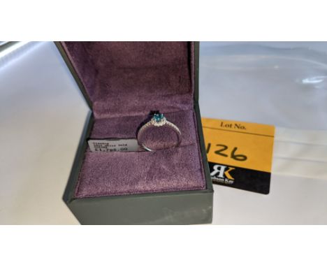 18ct white gold &amp; diamond ring with 0.30ct blue diamond &amp; 0.1ct of additional diamonds around the central stone &amp;