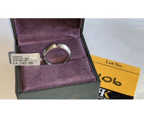 Platinum 950 &amp; diamond ring with 0.20ct tension mounted stone RRP £4,743We have used a ring sizer mandrel to determine th