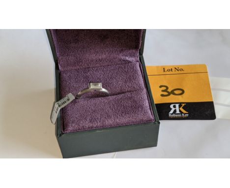 Modern platinum 950 &amp; diamond ring with 0.42ct centrally mounted stone. RRP £4,677We have used a ring sizer mandrel to de