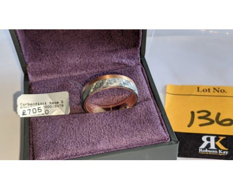 Carbon &amp; 14ct rose gold ring RRP £705We have used a ring sizer mandrel to determine the inside diameter in mm of this rin