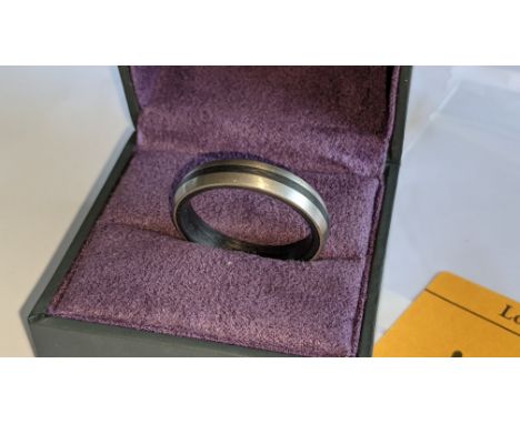 Ring believed to be made of carbon &amp; Palladium - there is no price sticker/label however the ring is stamped on the insid