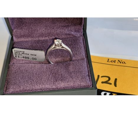 18ct white gold ring with 0.33ct central diamond &amp; 0.12ct of diamonds on the shoulders. RRP £1,495We have used a ring siz