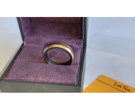 Ring believed to be made of carbon, rose gold &amp; diamonds - no price sticker or labelling on this ring. The ring is stampe