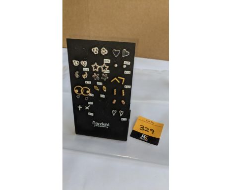 Quantity of Nordahl earrings comprising display stand &amp; 15 pairs of earrings, each pair having a retail price ranging fro