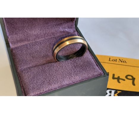 Ring believed to be made of carbon &amp; rose gold - no price sticker or labelling on this ring. The ring is stamped "AU585" 