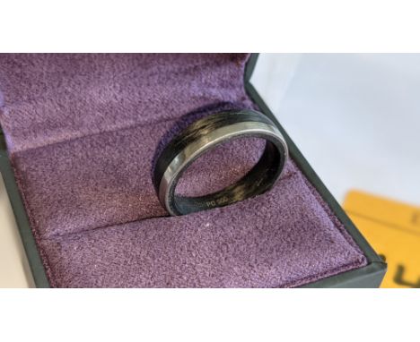 Ring believed to be made of carbon &amp; Palladium - there is no price sticker/label however the ring is stamped on the insid