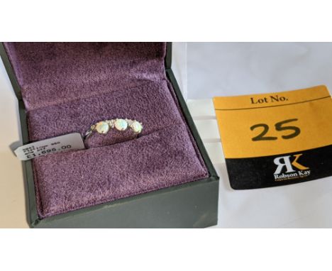 Platinum 950 ring with opals &amp; diamonds, RRP £1,695 We have used a ring sizer mandrel to determine the inside diameter in