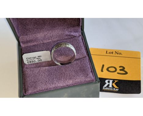 Platinum 950 6mm textured wedding ring. RRP £850We have used a ring sizer mandrel to determine the inside diameter in mm of t