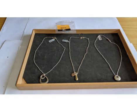 3 off hammered silver &amp; similar pendant &amp; necklace sets with RRPs of £125 to £148 each, combined RRP for the 3 items 